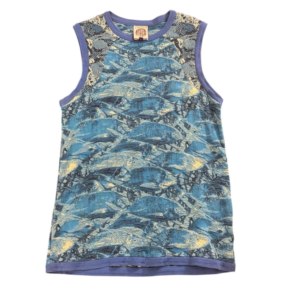 COOGI Vintage Blue Fish Pattern Sweater Dress